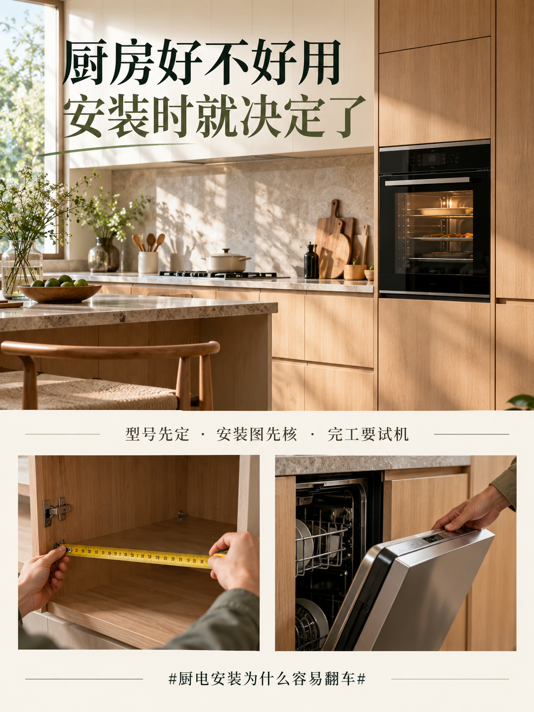 厨电安装为什么容易翻车 研究厨电时，功能对比能看半个月，安装图却懒得点开。等橱柜