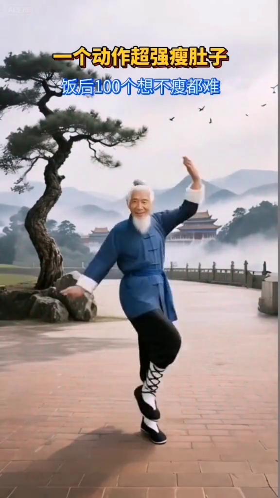 一个动作超强瘦肚子，饭后100个想不瘦都难。
坚持就是胜利。