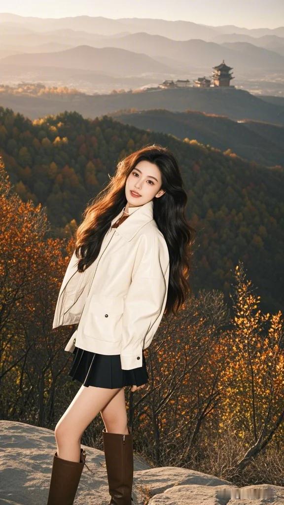 分享街拍小姐姐高雅气质美女街拍小姐姐街拍美女好身材最美银杏树叶子