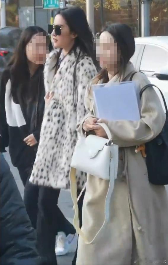 【#过马路偶遇刘亦菲#】#刘亦菲豹纹外套look#近日，有网友在北京街头偶遇刘亦