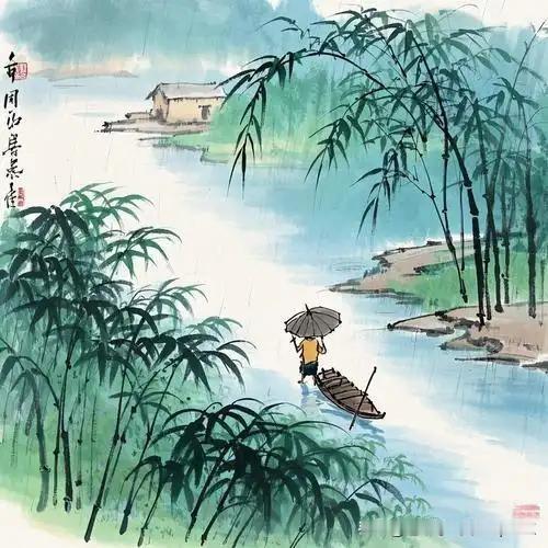 《水口行舟》
——宋•朱熹
昨夜扁舟雨一蓑，
满江风浪夜如何。
今朝试卷孤篷看，