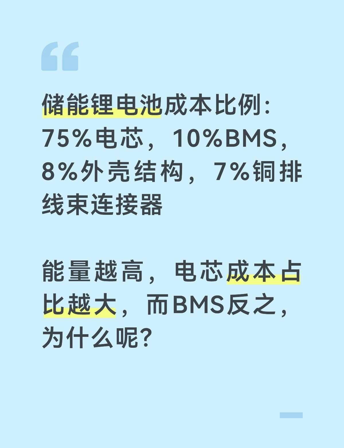 你们的锂电池成本占比是多少？
锂电池 三元锂电池 储能电池