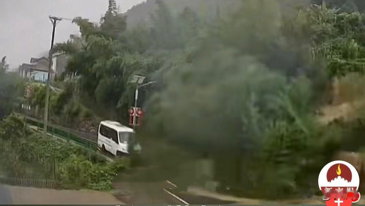 近日，湖北长阳的山区道路上，一辆载着十多名乘客的小巴车行驶途中，司机敏锐发现山上