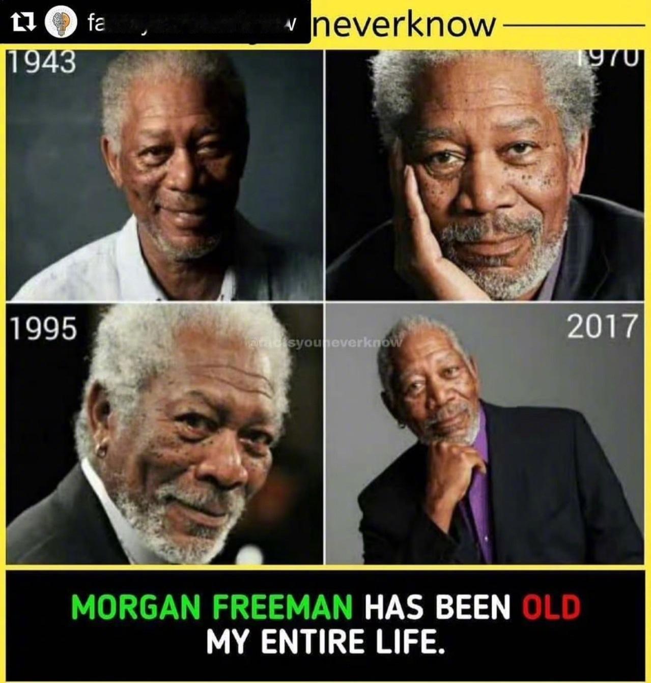 摩根弗里曼不老童颜 摩根弗里曼是被时间偏爱的人！《惊天魔盗团3》官宣，对比30多