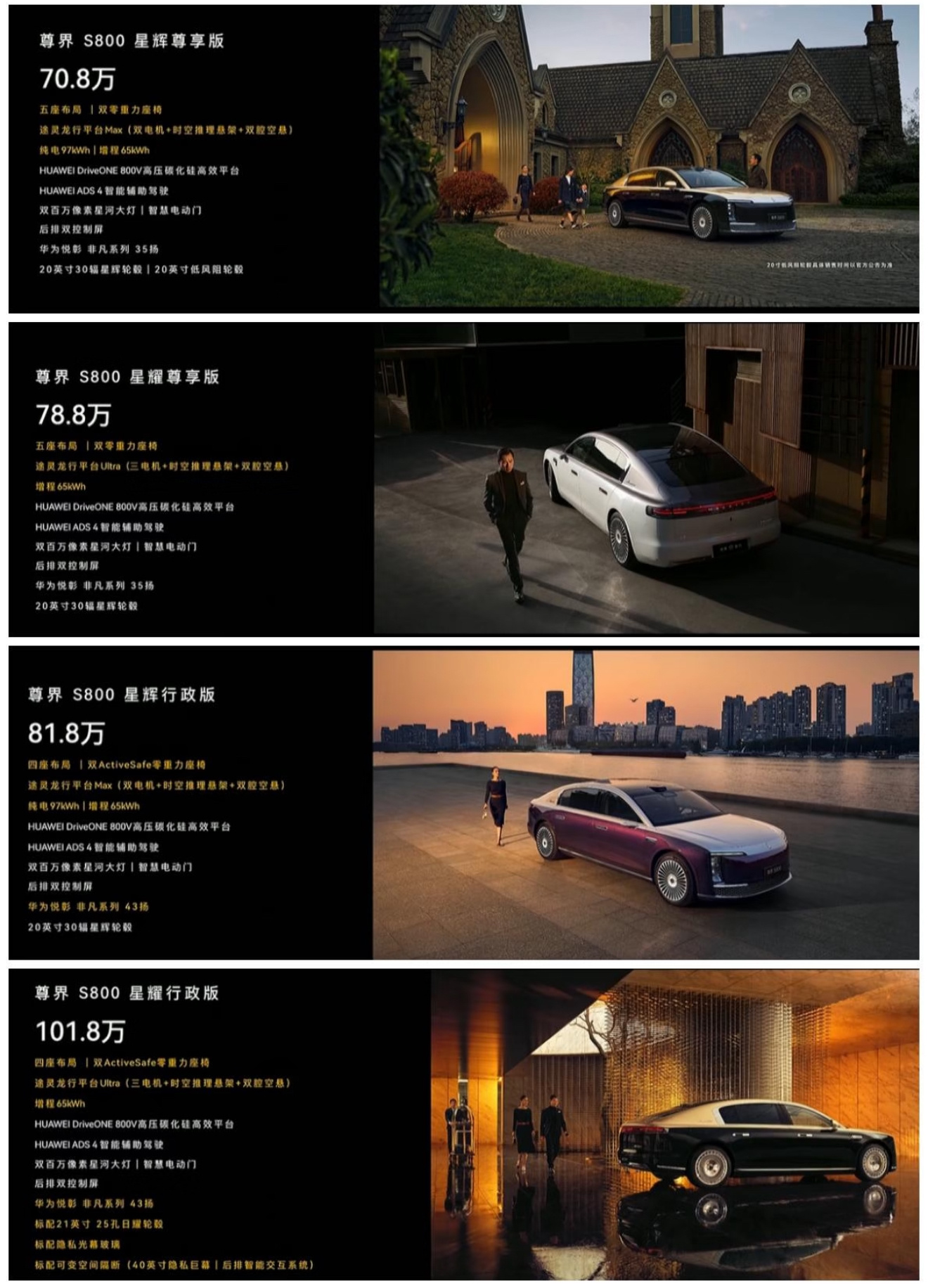 智能座舱＋舒适驾乘。从大尺寸中控屏到OTA在线升级，从三电系统到车联网，华为的技