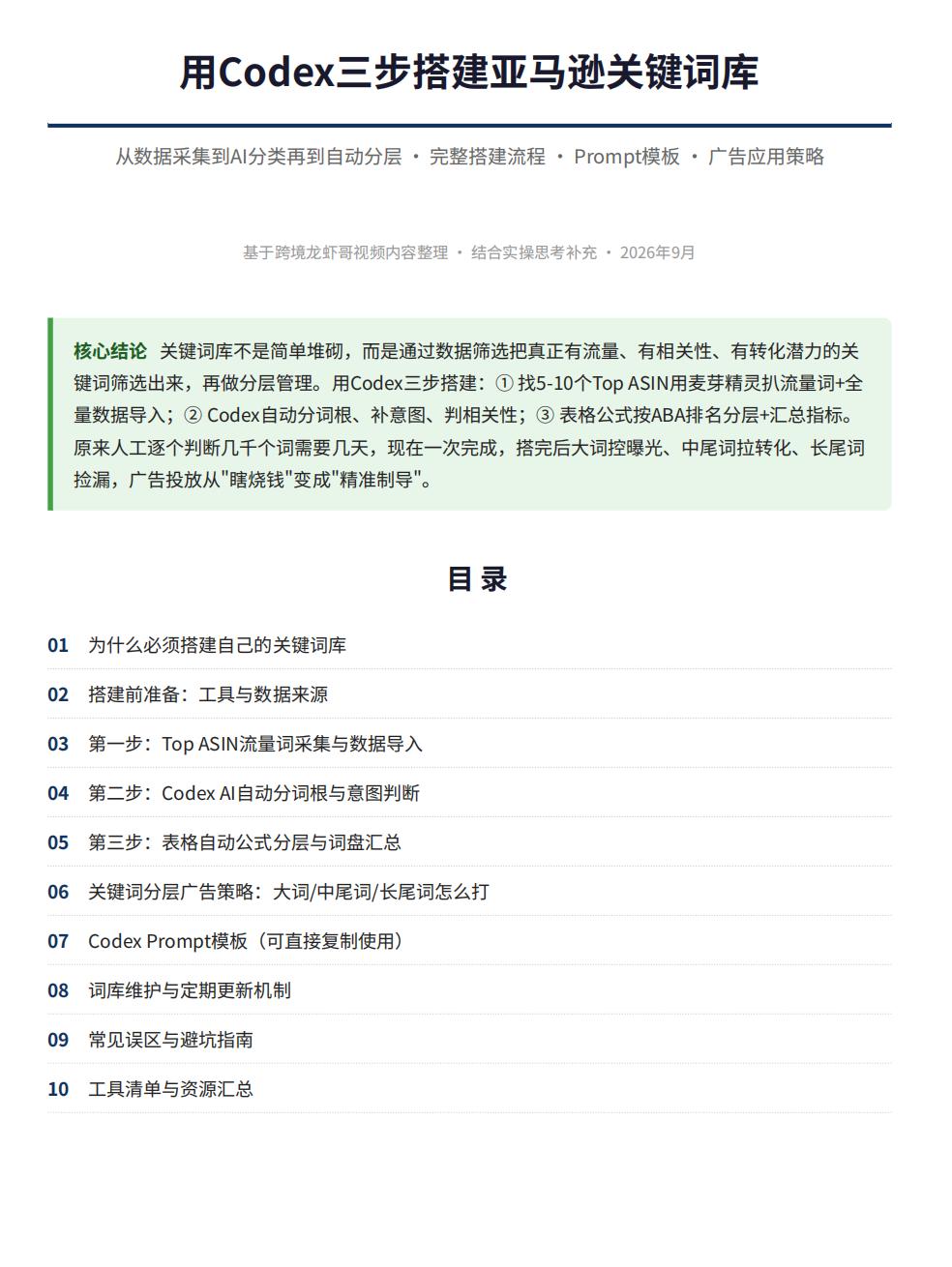 做亚马逊最头疼的不是打广告，是你根本不知道哪些词真正有流量、能转化。几千个关键词
