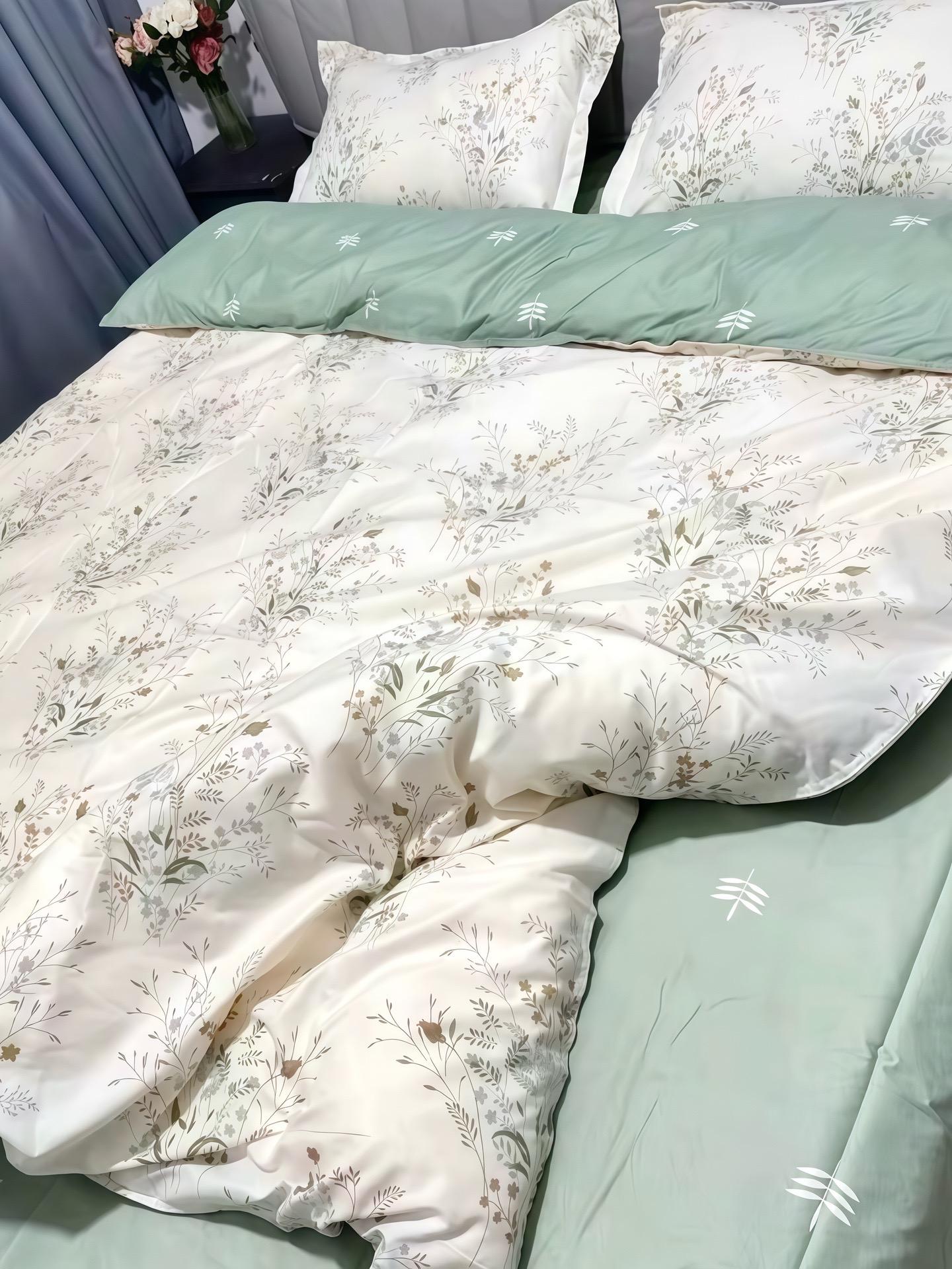 这款小清新斜纹磨毛四件套，真挺值的！花纹简简面料是磨毛的，摸着手感绒绒...