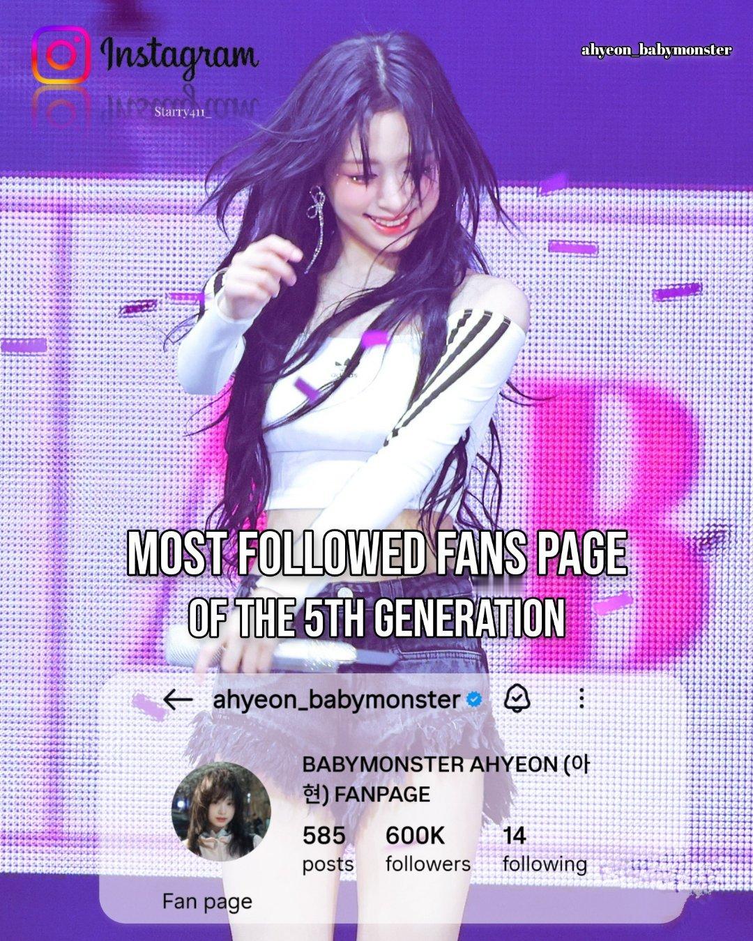 AHYEON创历史，成为第六代首位也是唯一一位Instagram粉丝站突破60万