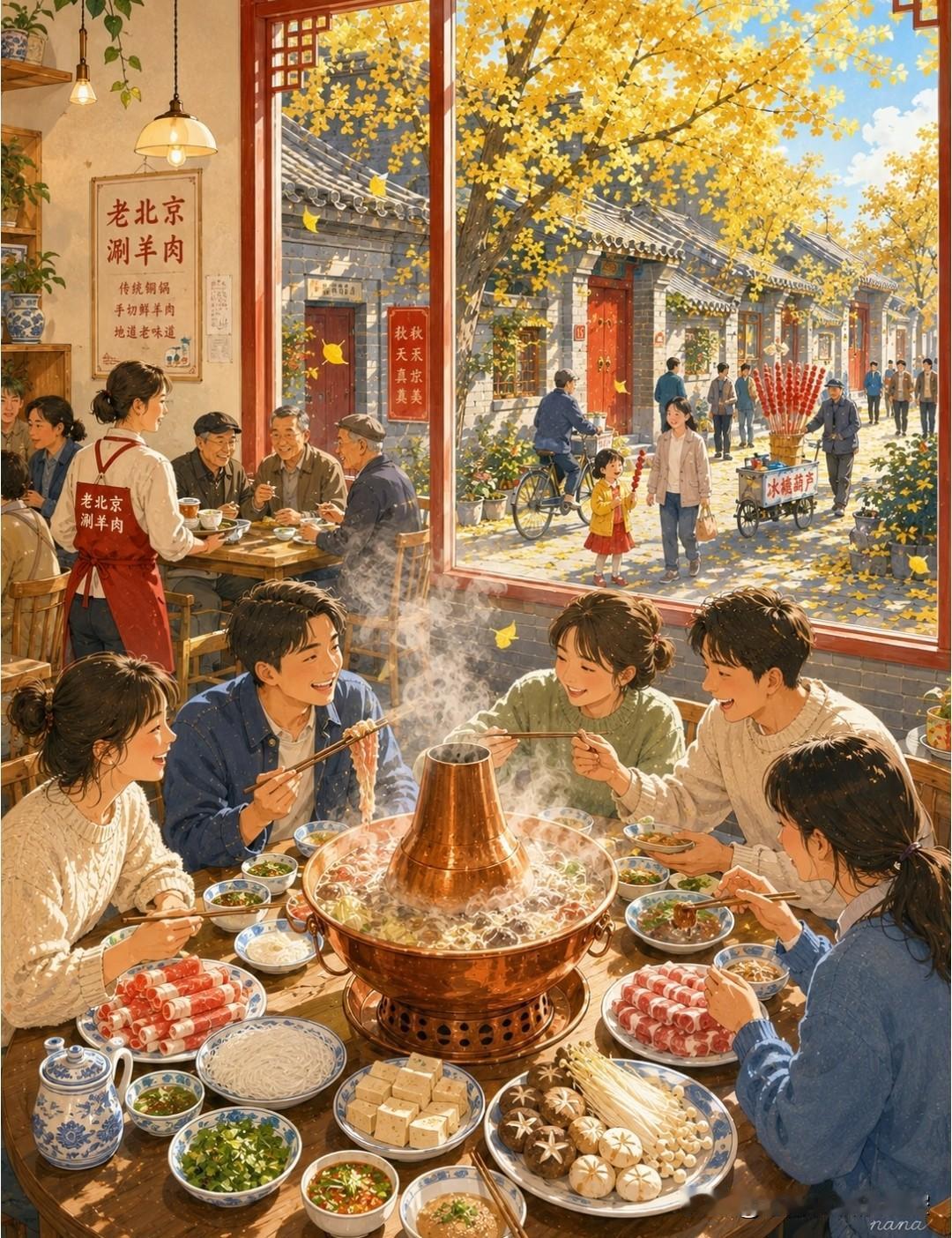 ，再涮配菜，配菜我们主要涮茼蒿、豆腐、白菜等，当然芝麻烧饼也是必须有的，突然馋这