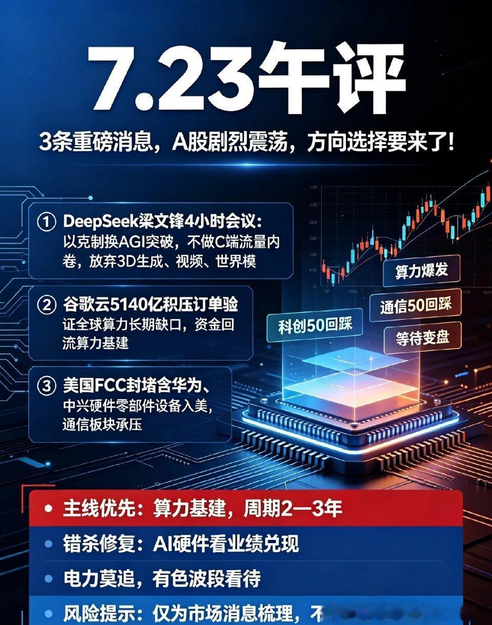 7.23日午评:3条重磅消息,A股剧烈震荡,方向选择要来了！一、上午3条重磅消息