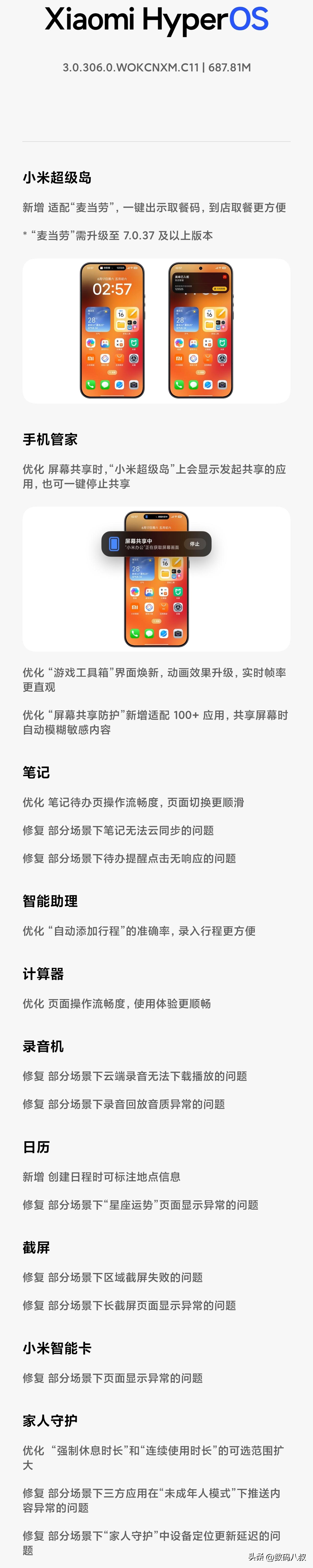 小米HyperOS又悄悄推送新版本了！
这次3.0.306.0.WOKCNXM.