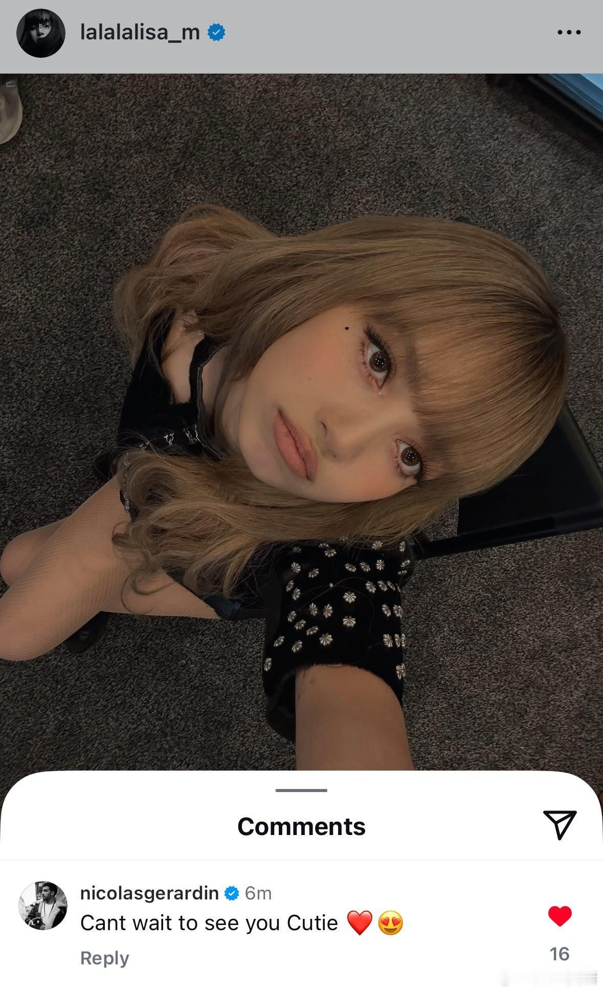 nicolasgerardin（时尚摄影师）评论了Lisa最新发布的IG帖子📱