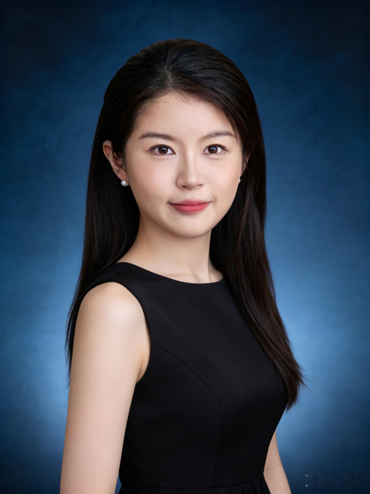 职场佳人
深蓝渐变色，衬映佳人容光焕发；
黑色简约裙，尽显优雅韵味悠长。
披肩垂