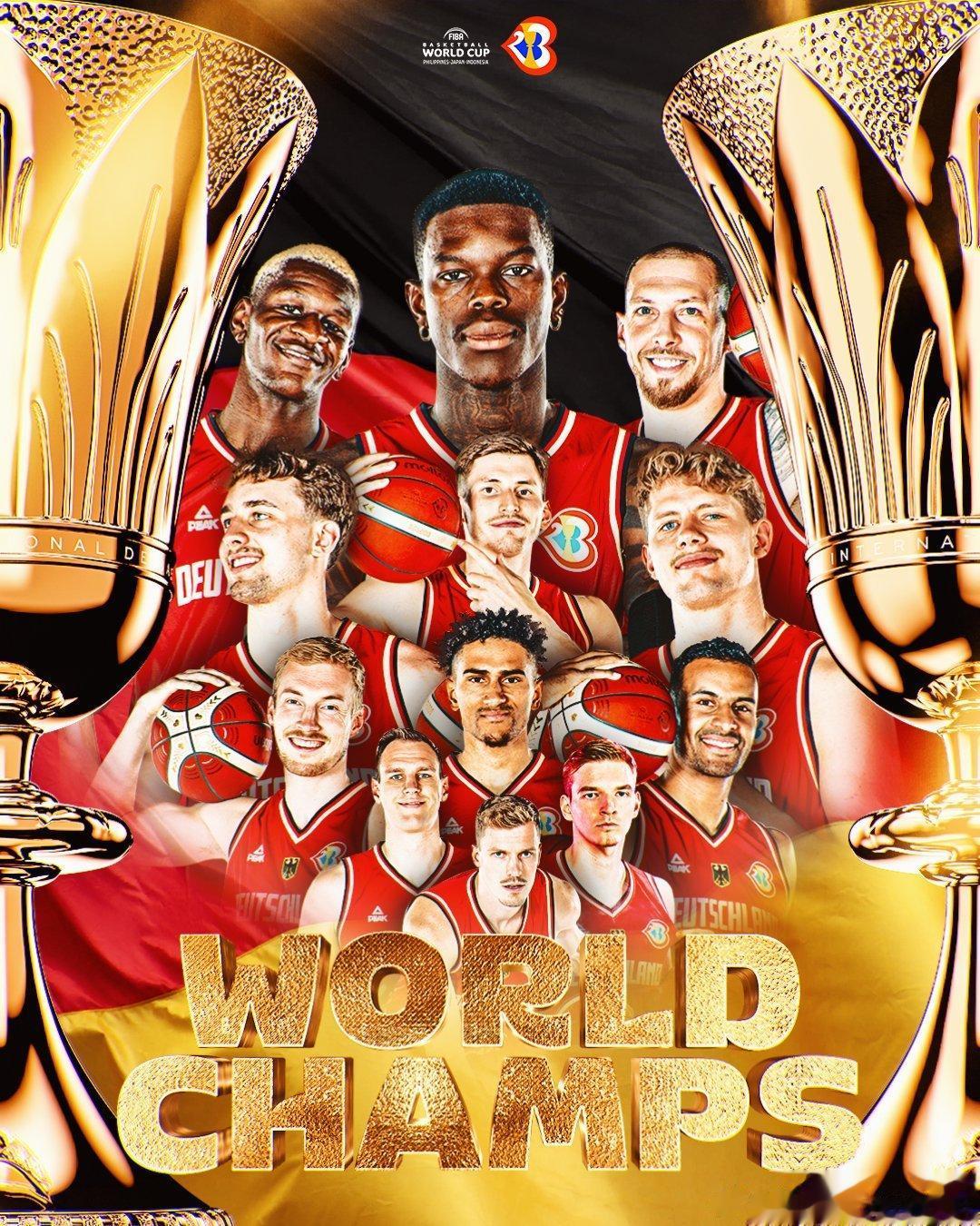 德国！世界杯冠军！2023年FIBA男篮世界杯，登顶！！！施罗德真厉害！！！瓦格