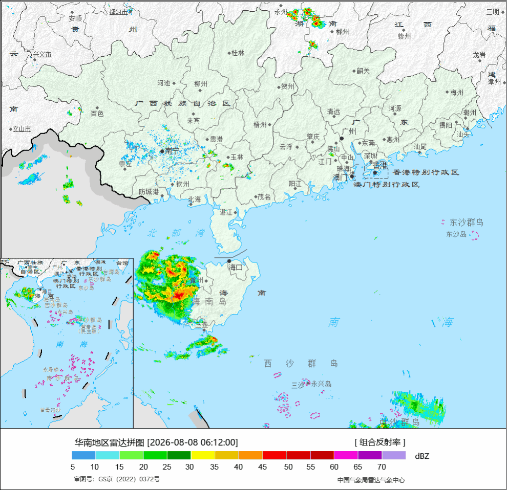 【强对流】从今晨雷达动画看，台风白海豚西侧的螺旋雨带，已经扫到了浙江舟山宁波台州