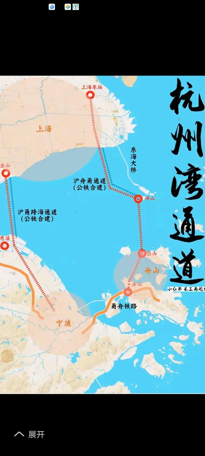 杭州湾改为大上海湾：沪甬双层跨海大桥合建模式，上层为双层八车道，下层为高铁和城际