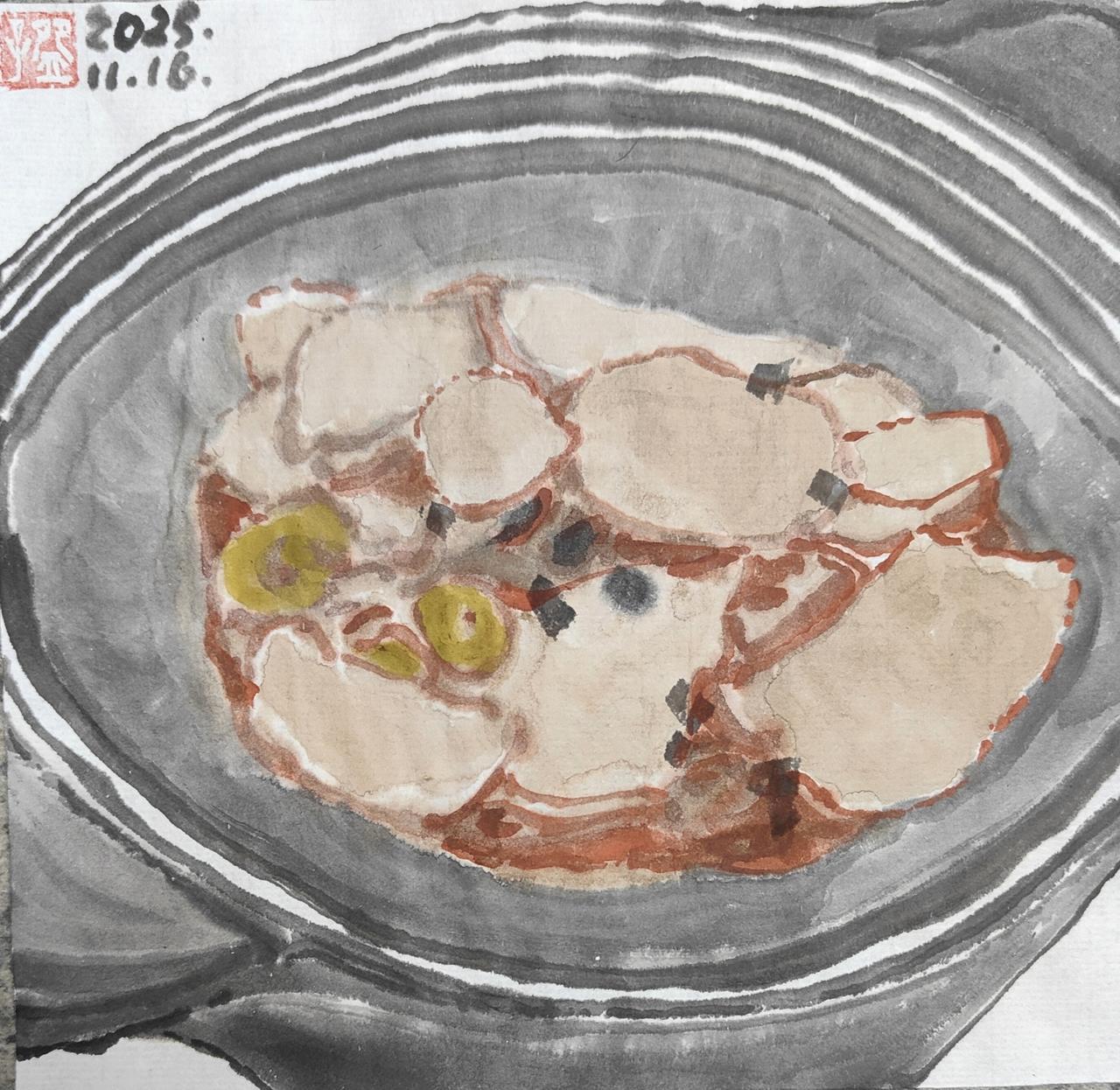 碗子的纸片水墨《干锅土豆》