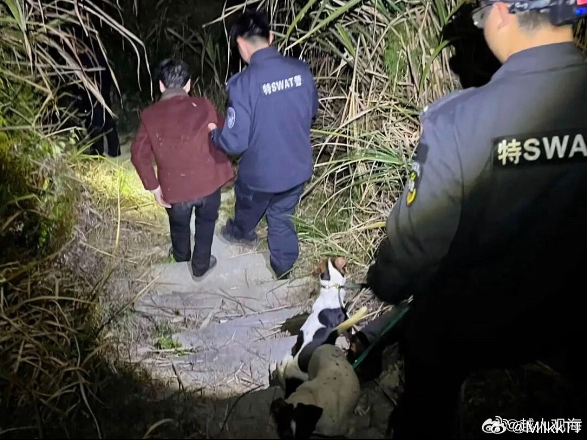 玉环警民联动深夜搜山救回七旬走失老人真的太暖了！深夜深山、寒夜寻人，无人机+警犬
