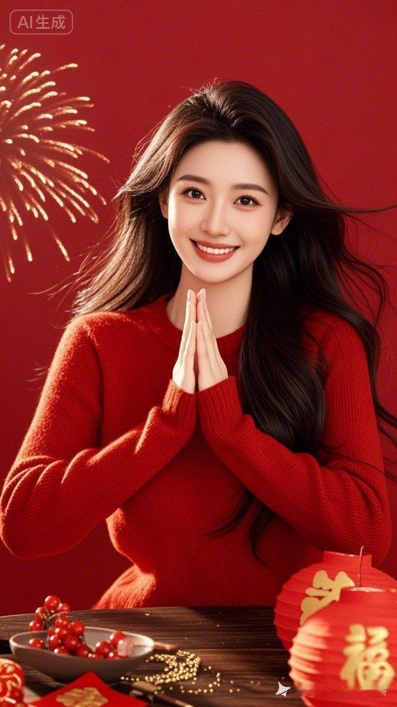 新年快乐！🎉💖 红红火火的新年，愿你幸福安康！🍎🧨