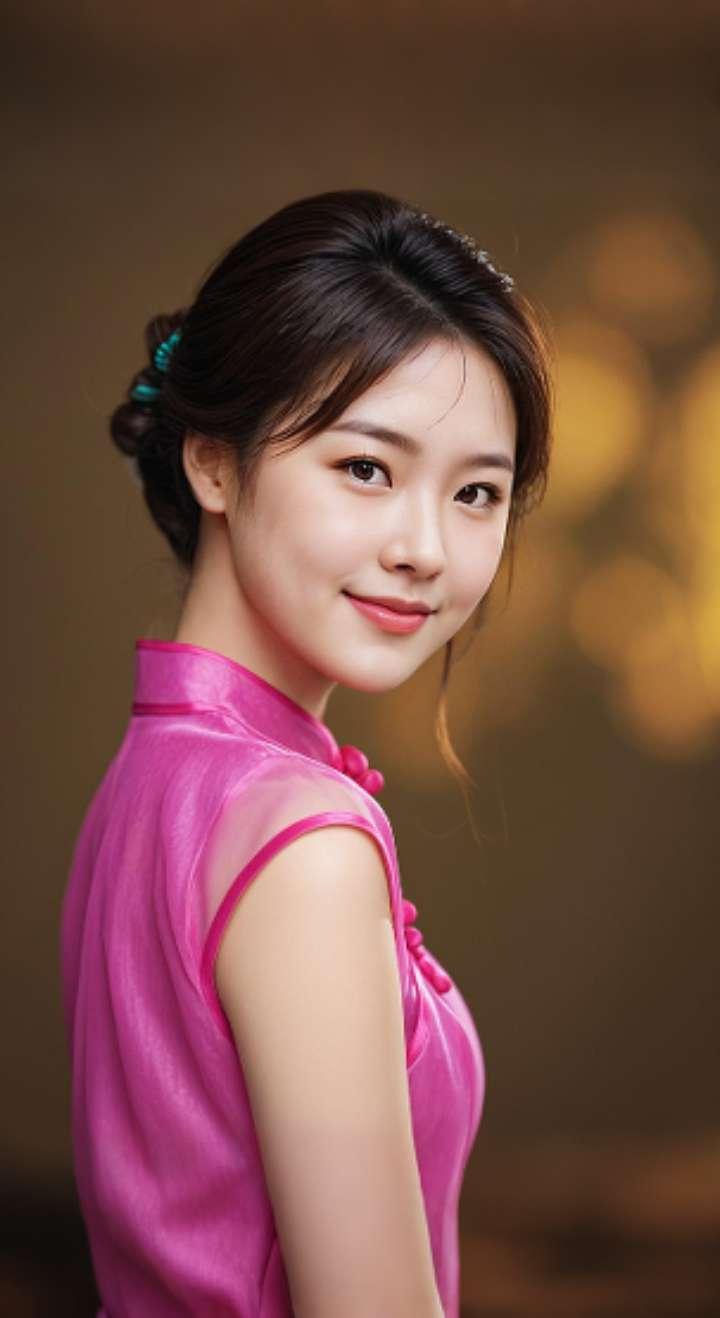 AI扩图 AI艳粉微笑