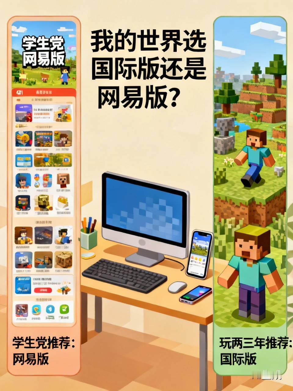 纠结我的世界选国际版还是网易版的，其实完全看你平时怎么玩。
身边不少刚入坑的学生