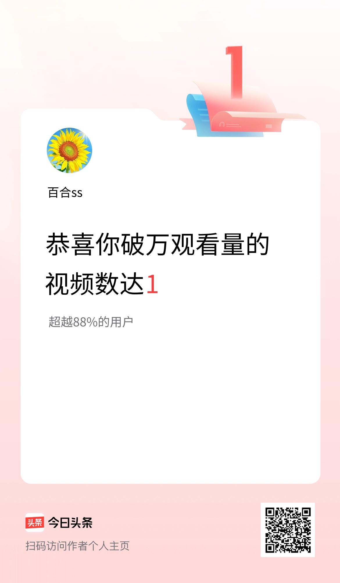 我在头条有1条视频播放量破万了！