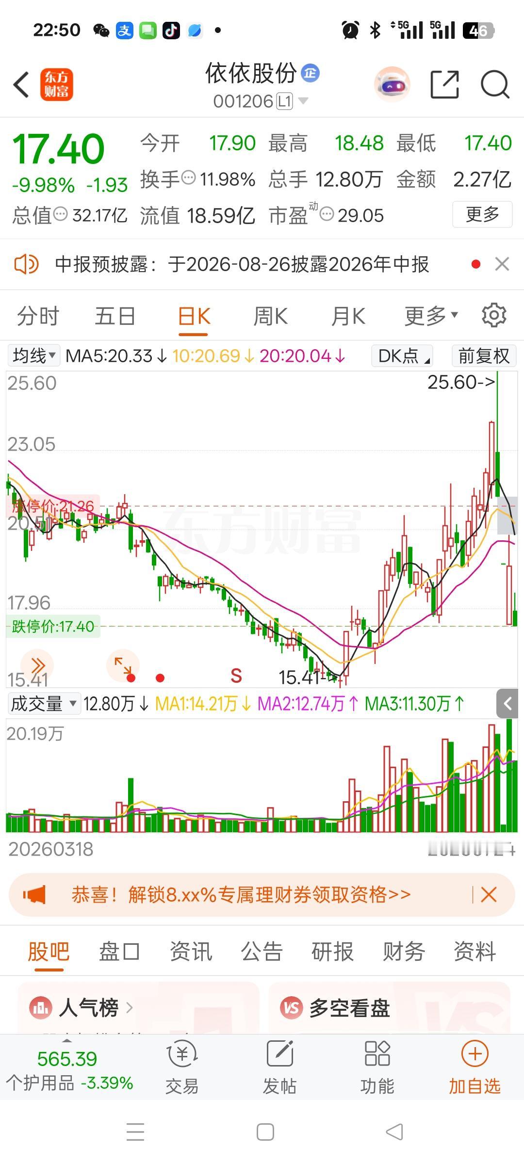一位股民在股吧里发视频崩溃难耐，满心委屈无处诉说。

4月16日，在21.3元重