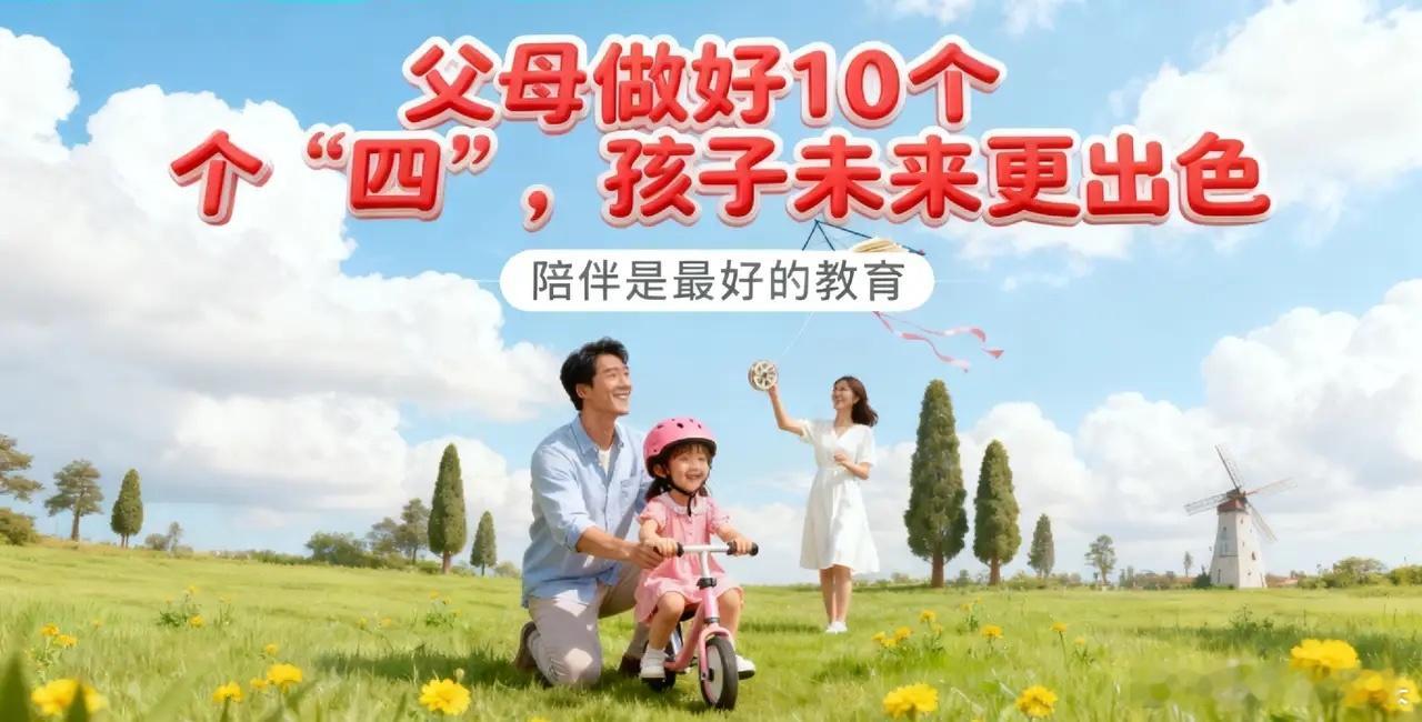 父母做好10个“四”，孩子未来更出色1、四少：少指责、少说教、少焦虑、少控制2、