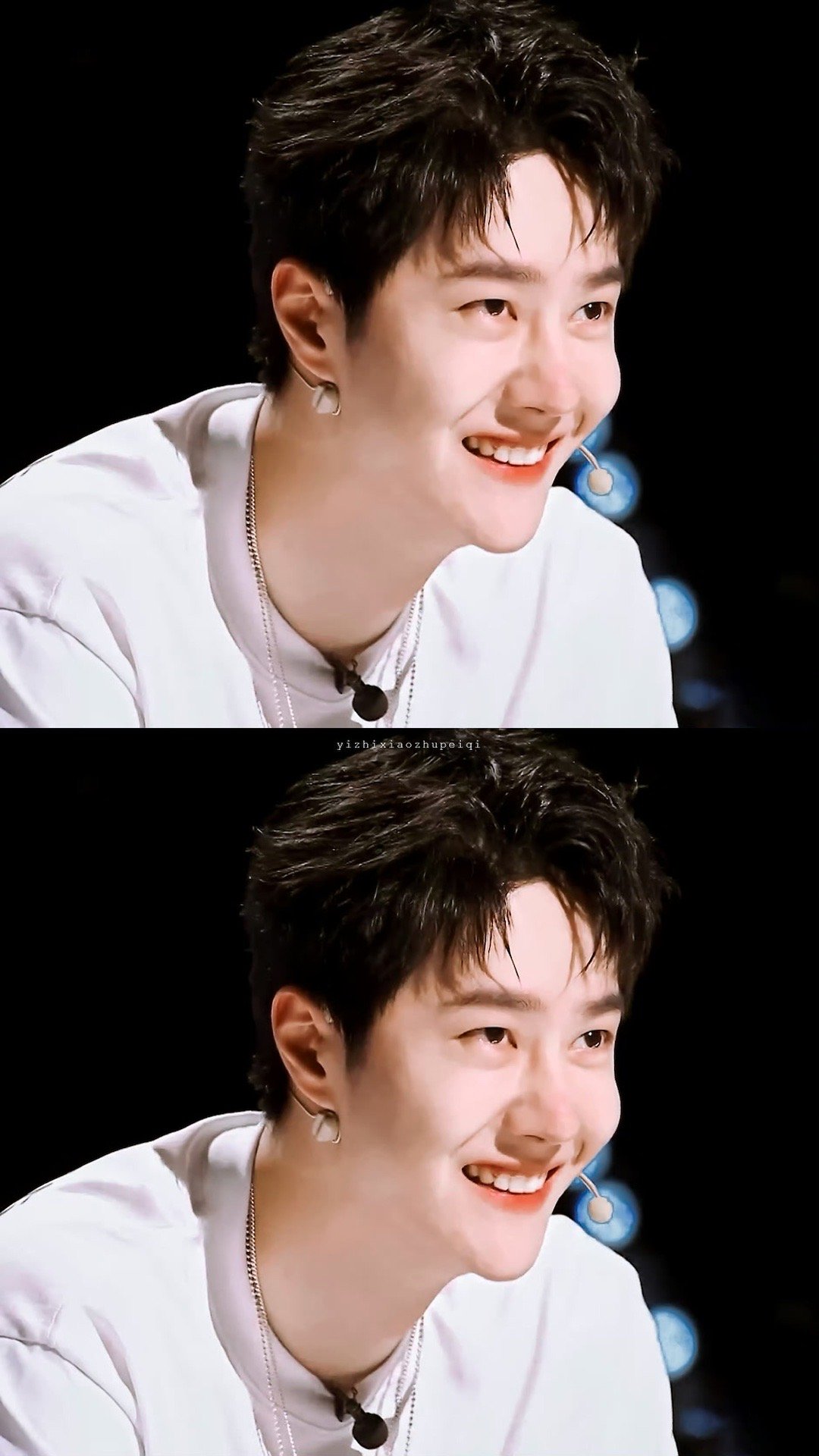 王一博队长黑白色系好好看，像个可爱的男高，笑的这么甜是在诱惑谁 