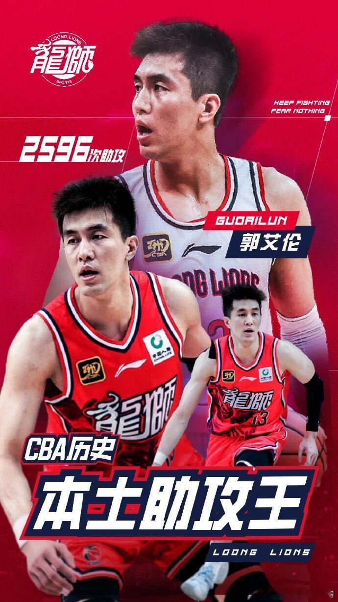 广东龙狮官宣郭艾伦离队 辽宁14年拿了4个冠军，广州两年只打了19场。从队史得分