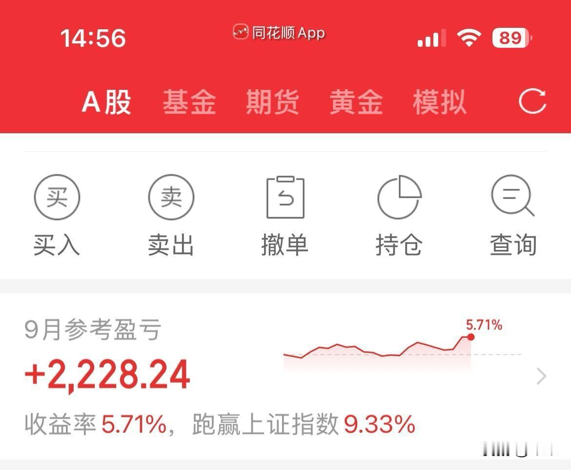 因为仓位小，九月份没挣多少，反正没赔钱！

炒股票，别说挣钱，不赔钱都算好的，今