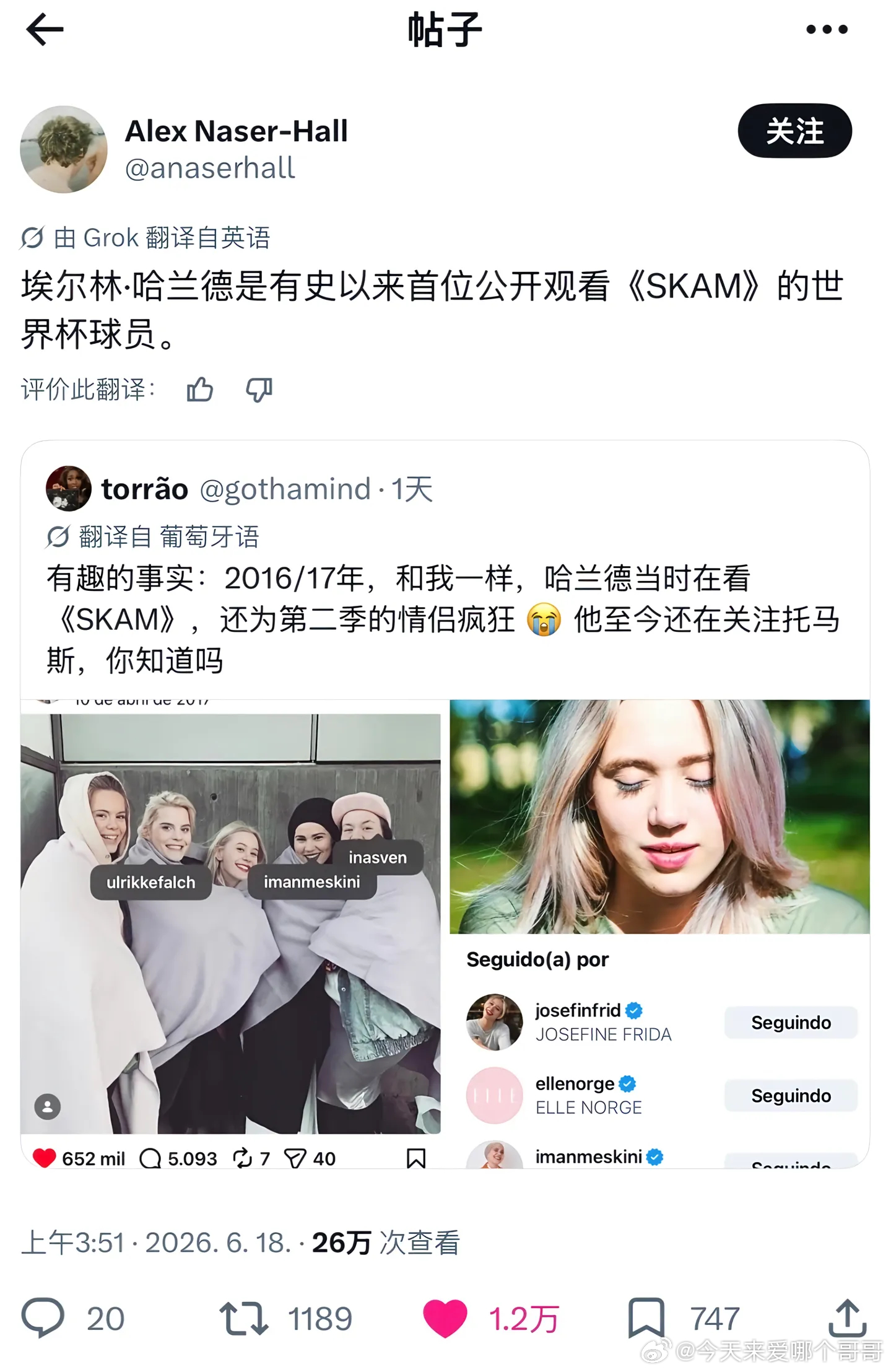 哈兰德有品，挪威版skam确实好看 