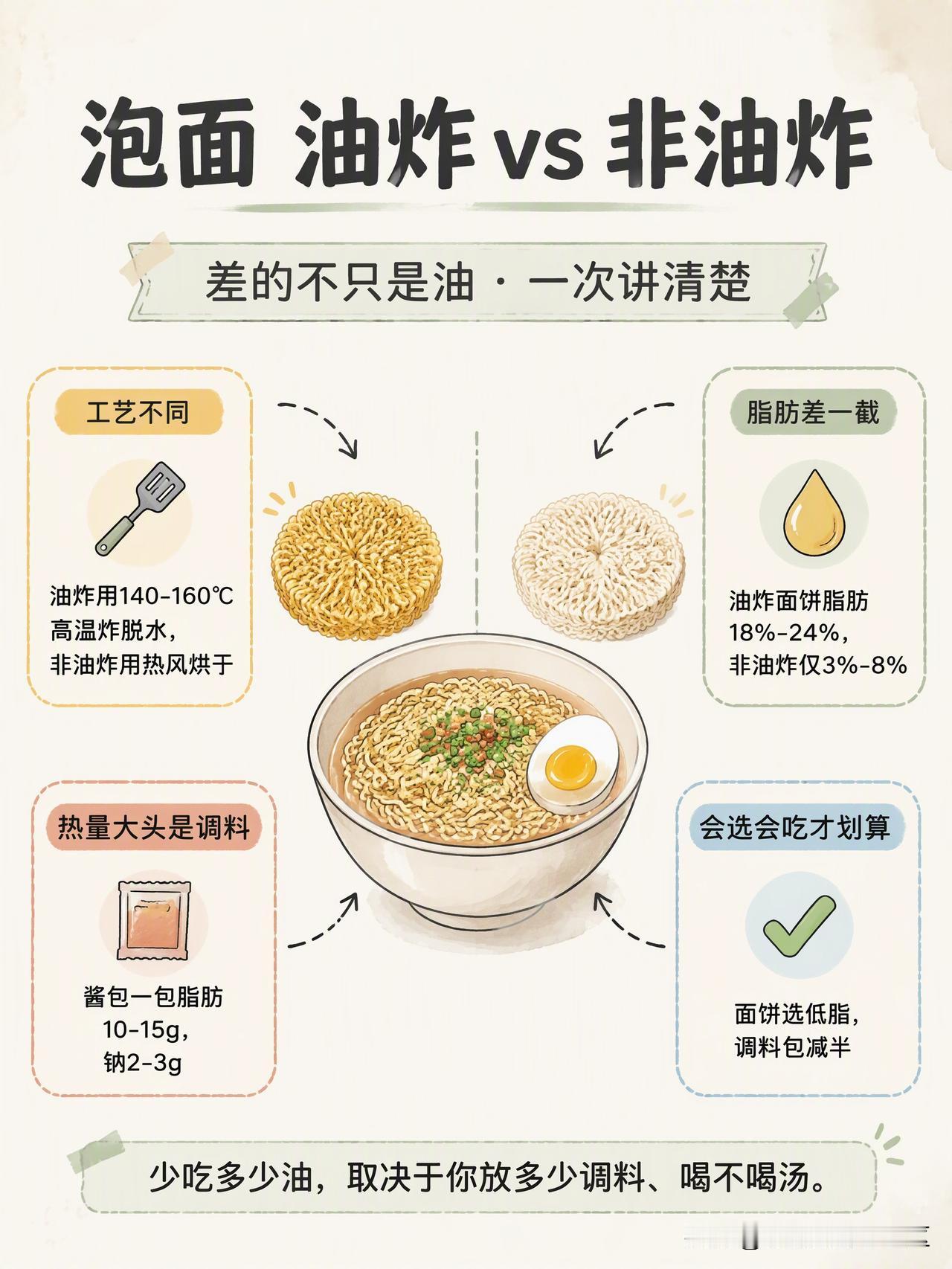 深夜饿到不行，泡面就是救星。但货架前总会纠结一下："非油炸"是不是真的更健康？贵
