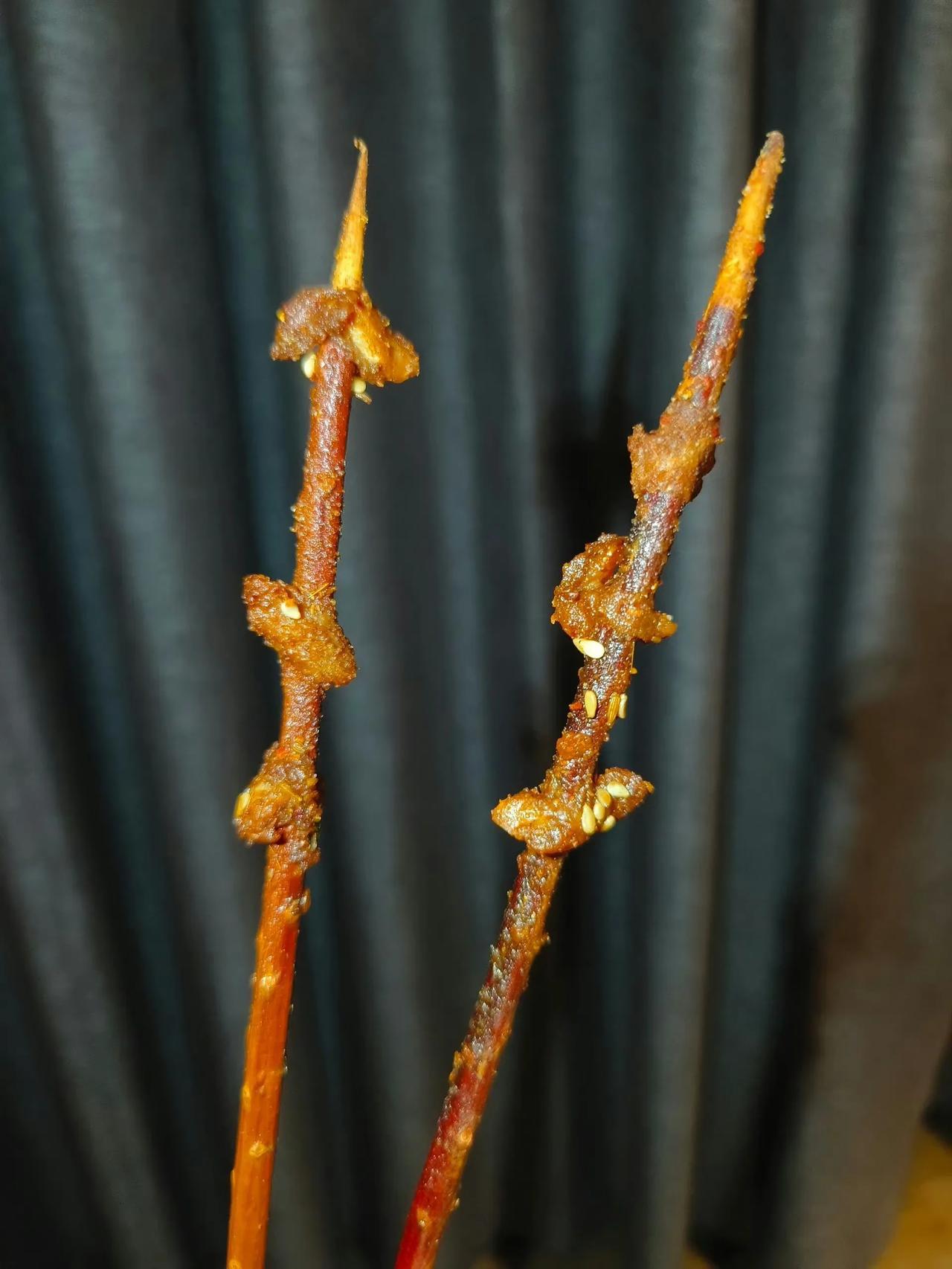 今天买的两块五一串的肉串，感觉少点啥