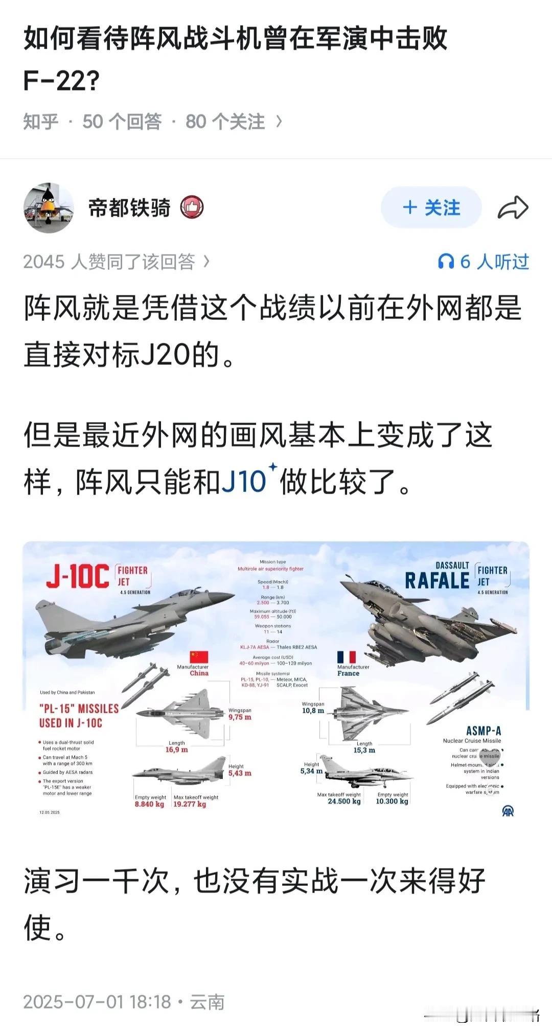 如何看待阵风战斗机曾在军演中击败F-22？

据说阵风击落f22的演习中，靠的不