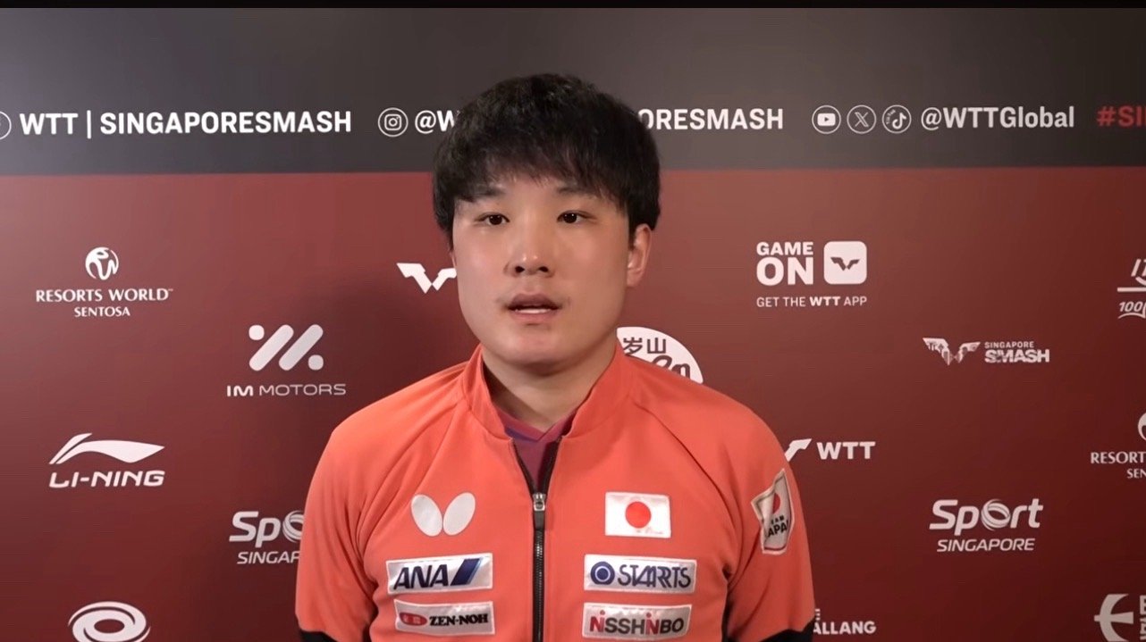 张本智和：最迟第三局也要调解回来 今天弗朗西斯卡非常稳定 没有失误Q： 今天的比