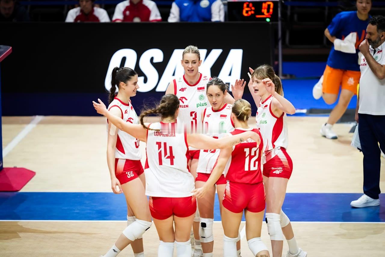 2026年世界女排联赛日本大阪站美国女排vs波兰女排第三局：23-25大比分：1
