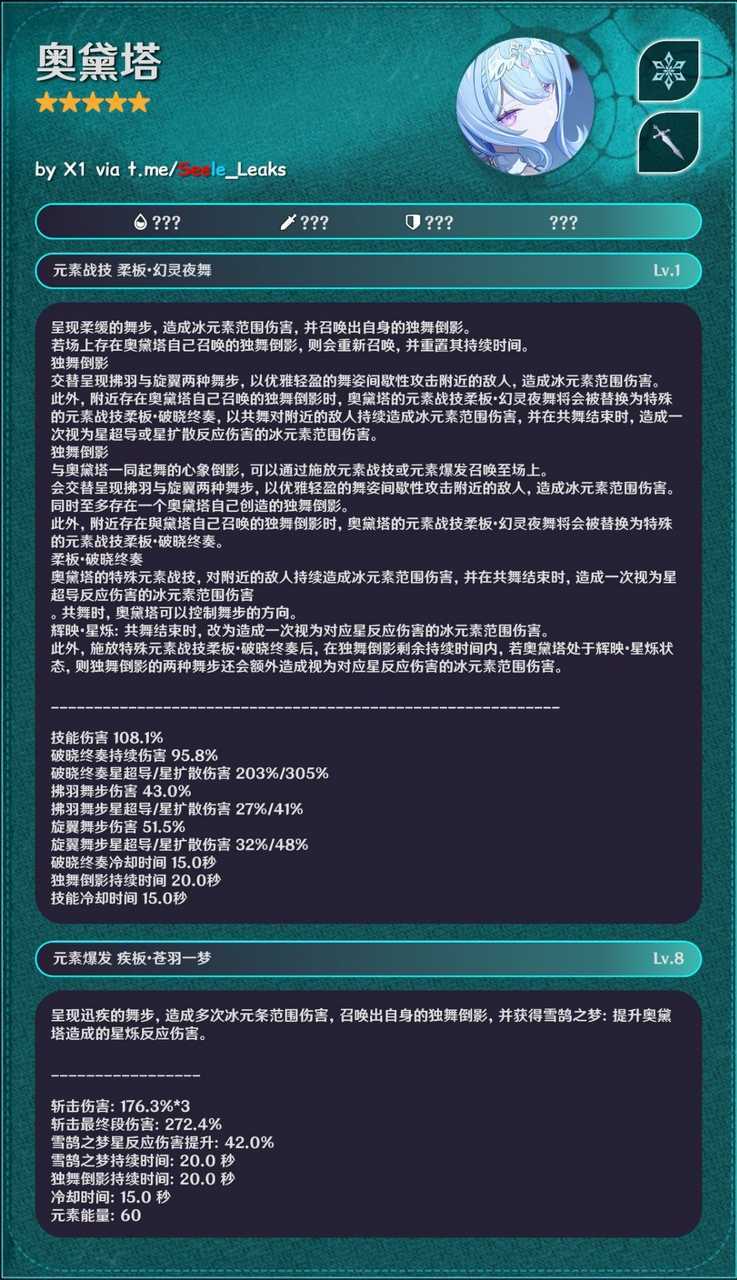 奥黛塔技能本体E两段，冰刻晴叠满层60%星增伤奥黛塔自己开E即吃满，切到前台4s