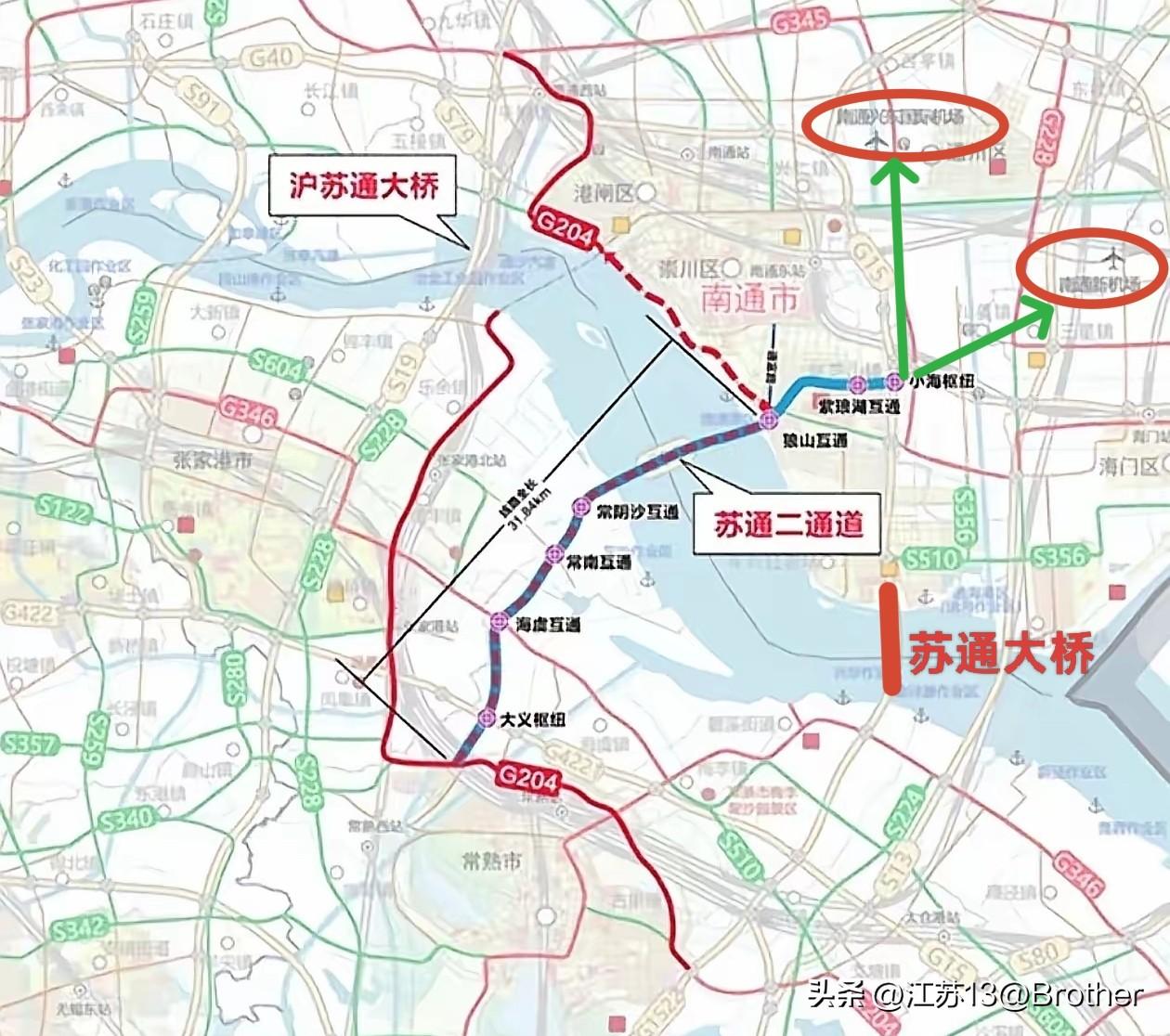 苏通二桥，即将正式开工！全长一个马拉松，直通南通新机场！

前天，苏通二桥的开工