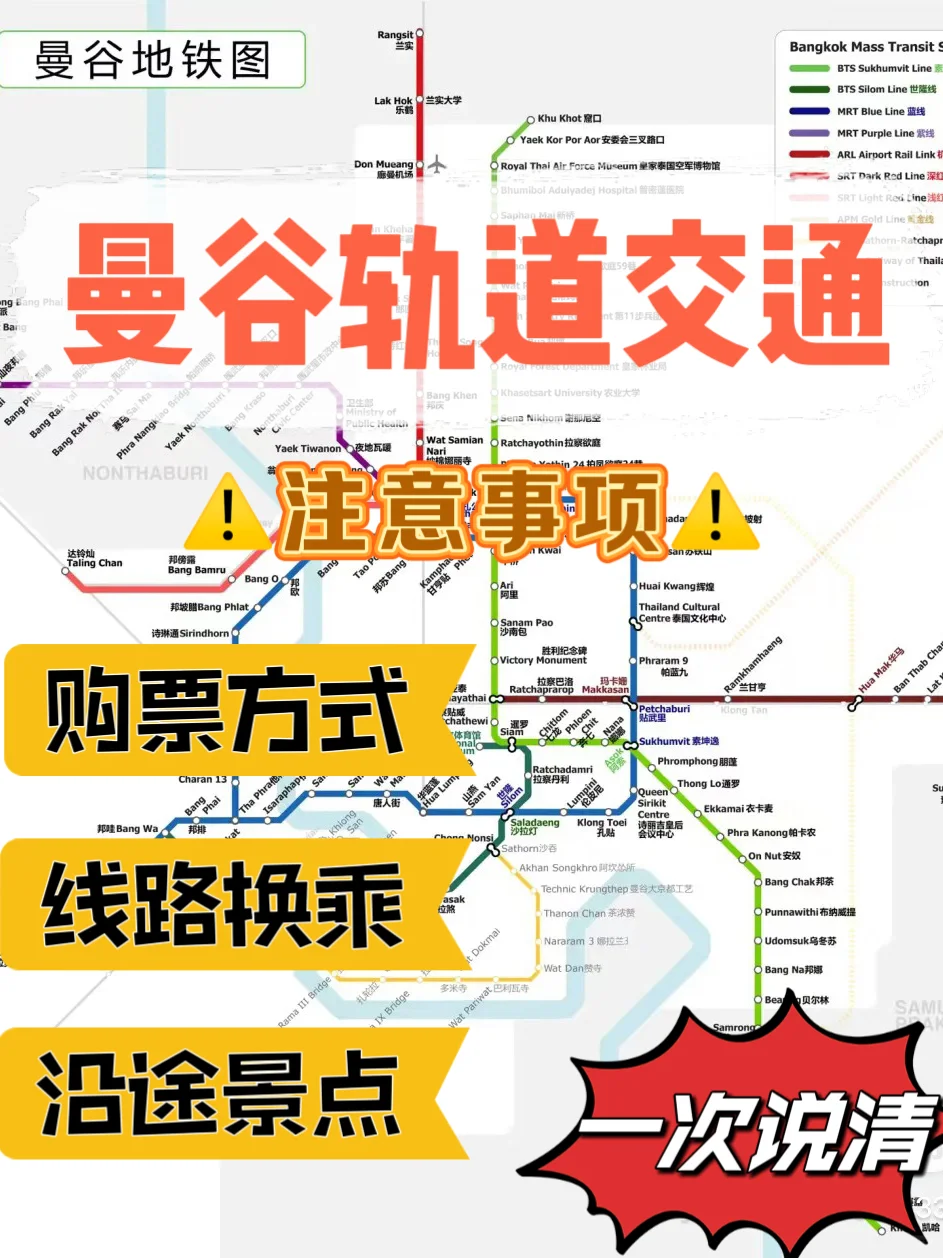 曼谷！BTS/MRT出行宝典！换乘+景点！请收好！