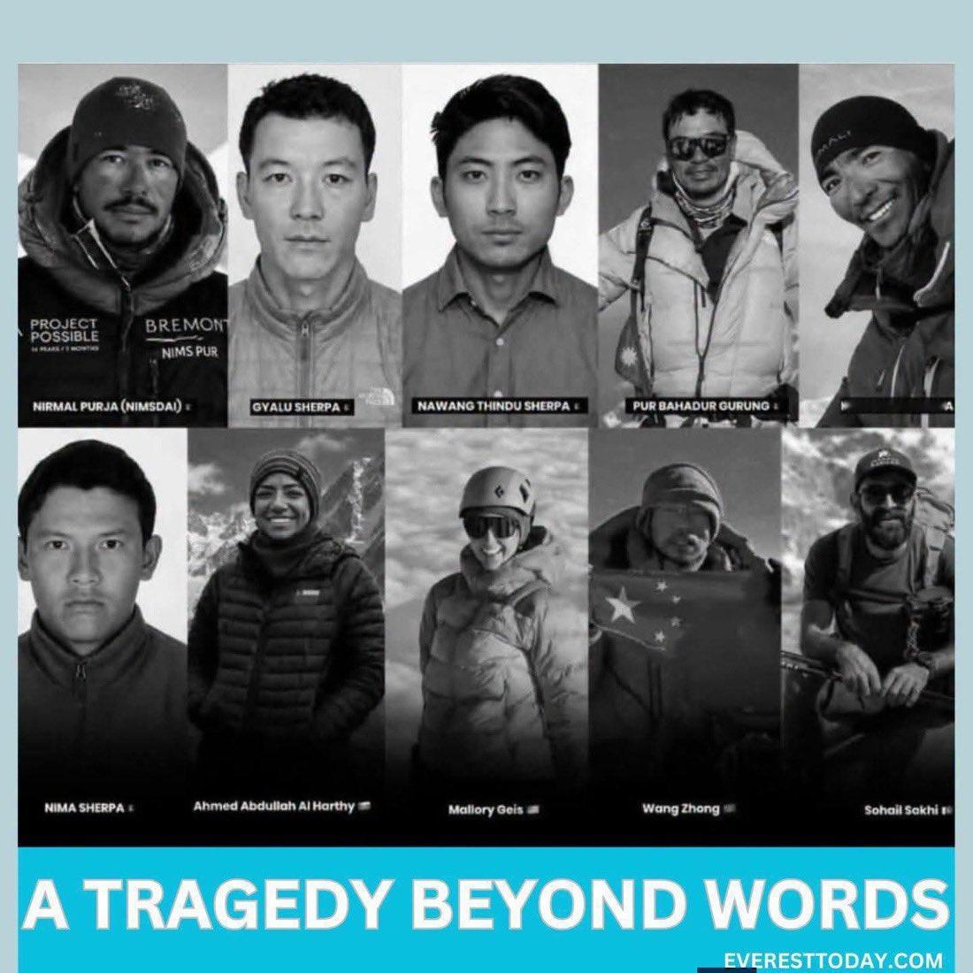 🔻惨烈的很。🔻这是遇难的10人，包括一名中国登山家。登山遇难者遗体被雪崩冲到