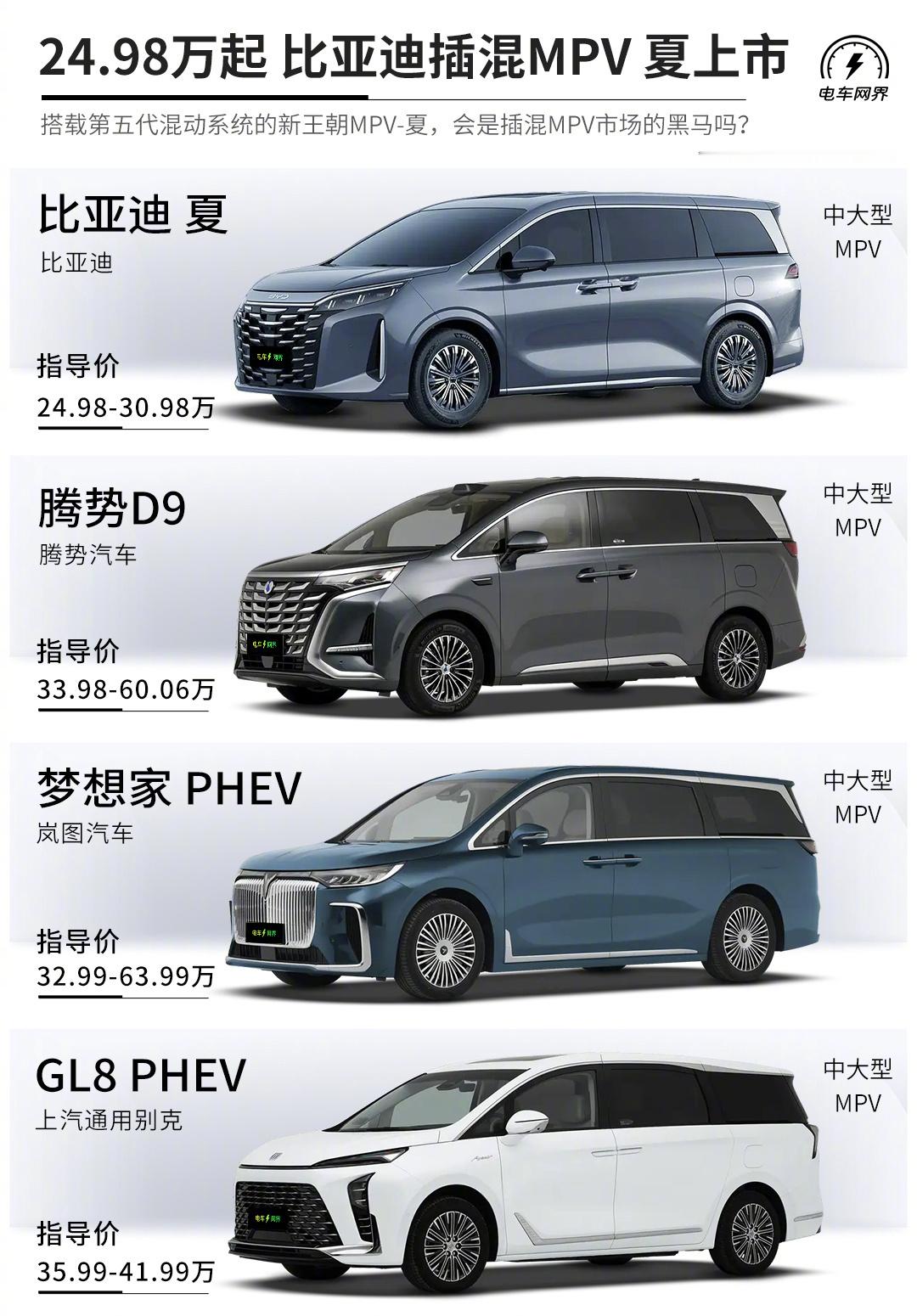 搭载第五代混动系统的新王朝MPV-夏正式上市，指导售价为24.98-30.98万