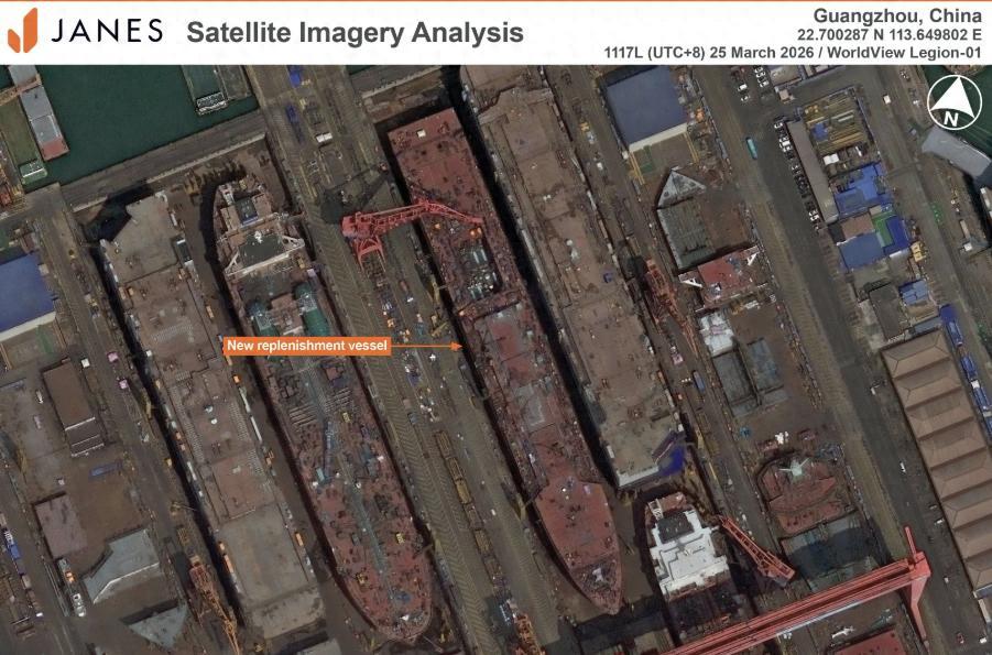 外媒：为配合10万吨级航母远洋，中国正建造6万吨大型补给舰

最近，英国《简氏防