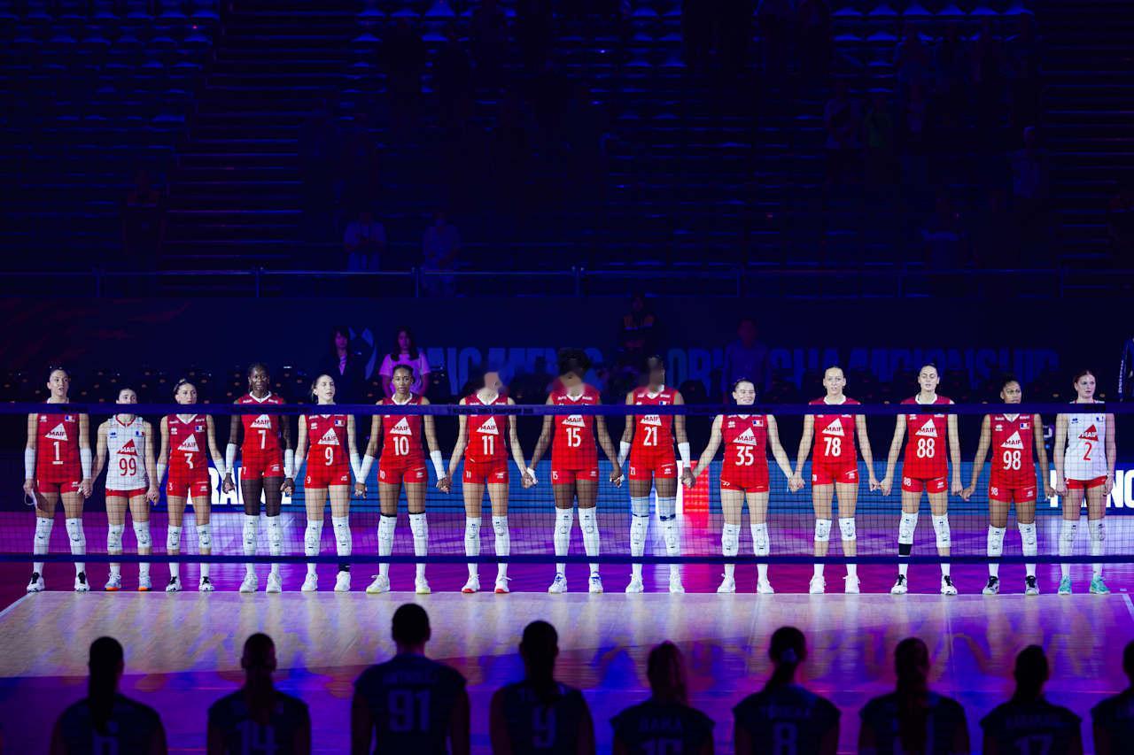 2025年女排世锦赛C组第三轮法国女排vs希腊女排第三局：28-26大比分：2-