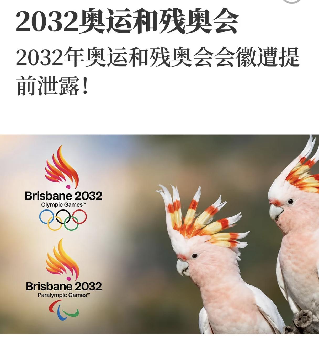 2032布里斯班奥运徽标曝光！看着是火焰，其实是一只鹦鹉？

2032布里斯班奥
