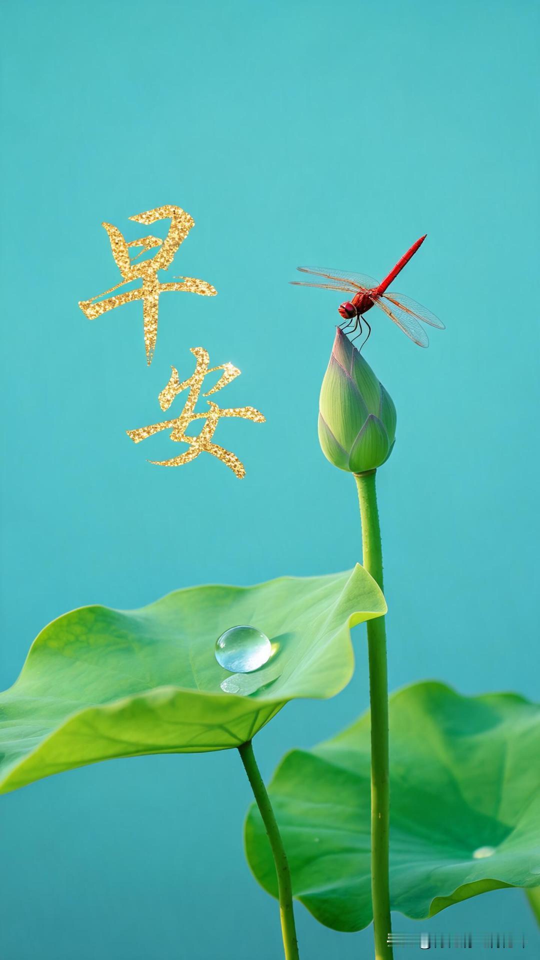 早安，静谧的湖面与蜻蜓相伴，开启美好的一天！🌿🐝