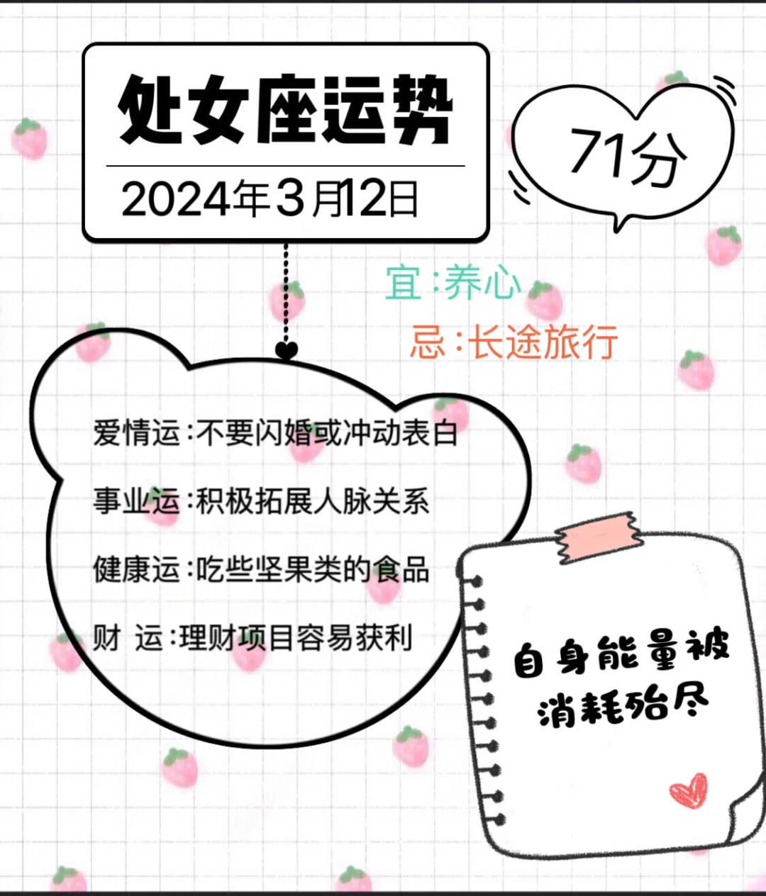 处女座2024年3月12日运势