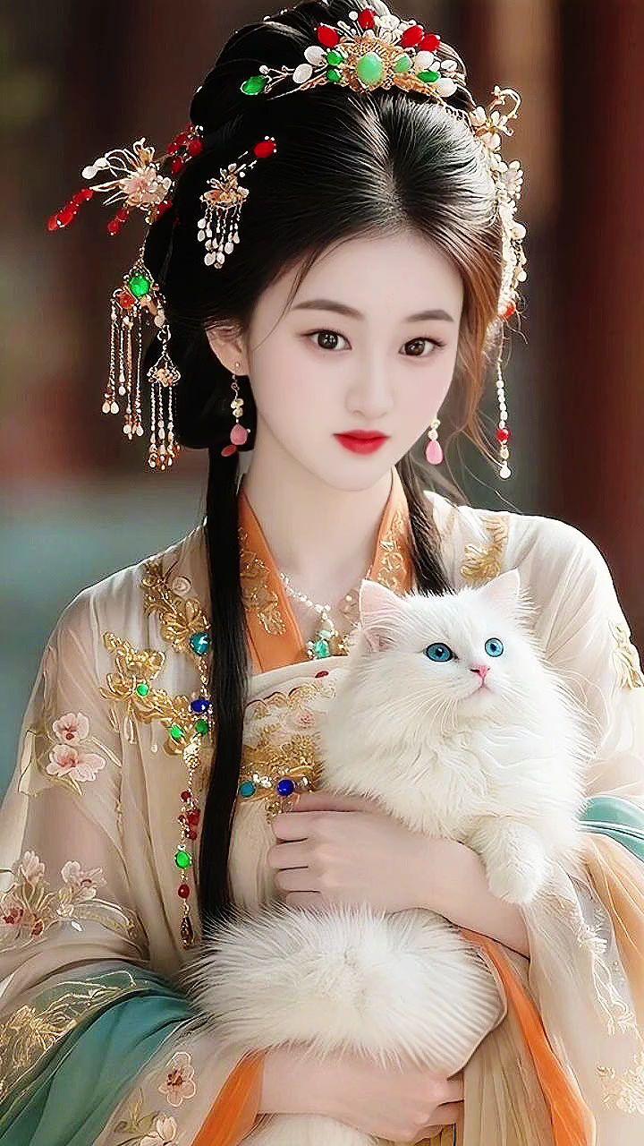 国风古韵 古风美人 汉服 汉服小姐姐 猫咪