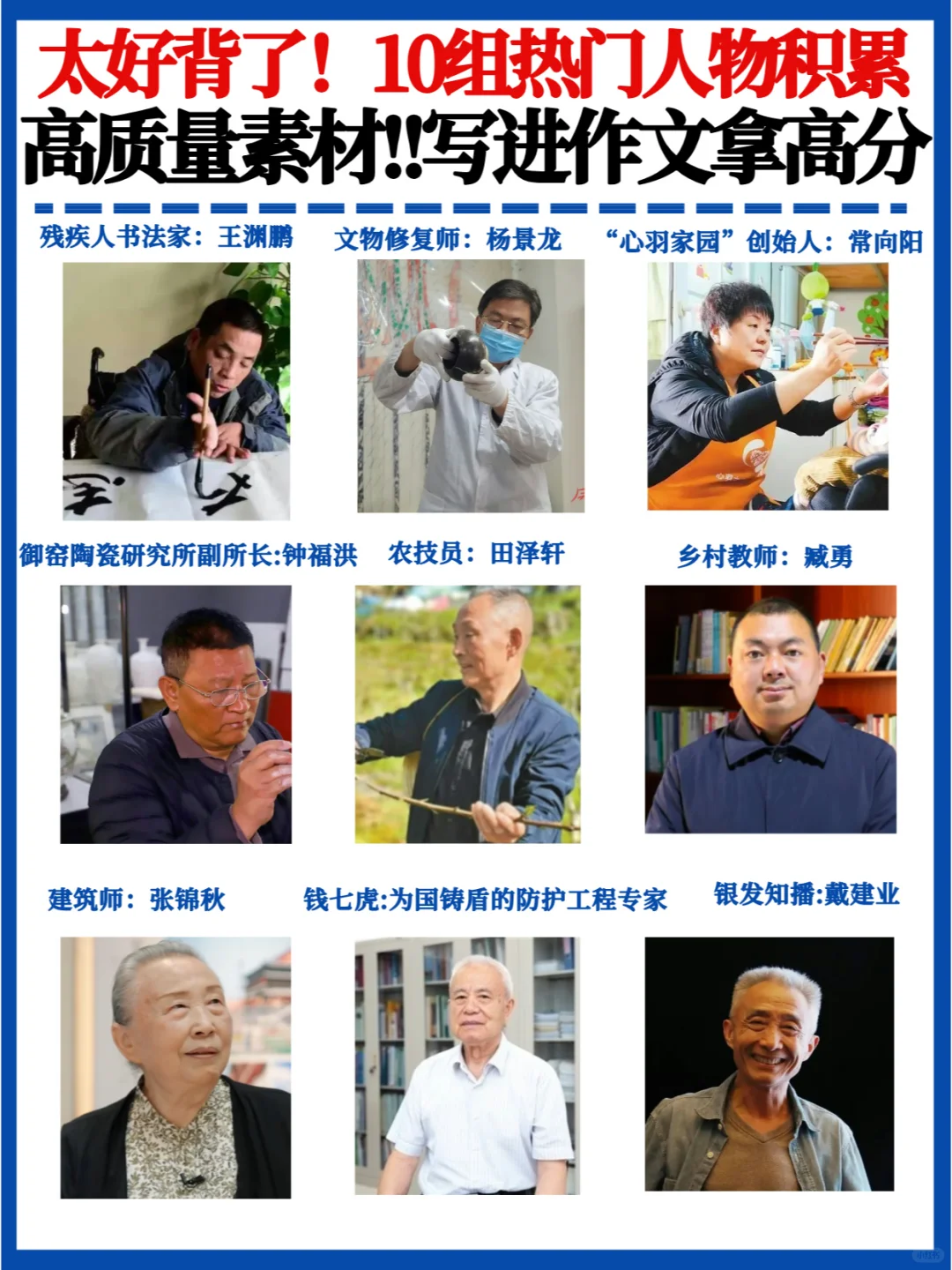 10组小众实用人物素材💯教资申论作文适用