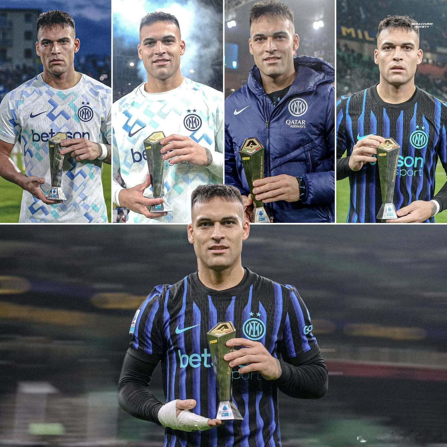 劳塔罗连续5场意甲拿到最佳球员奖杯5场比赛制造8粒进球（6球+2助攻）国际米兰意